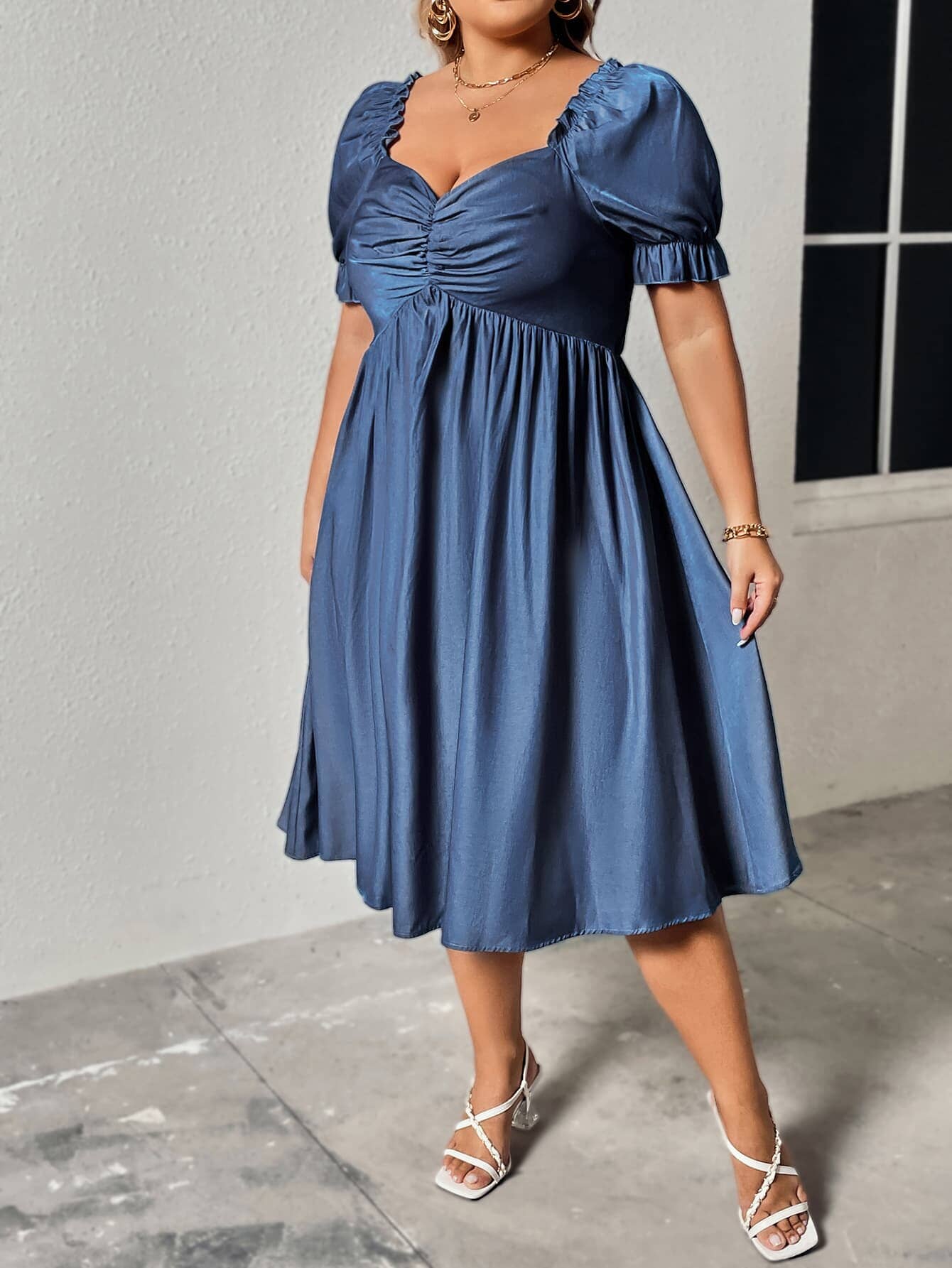 Plus Size Ruched Sweetheart Neck Dress - Sydney So Sweet