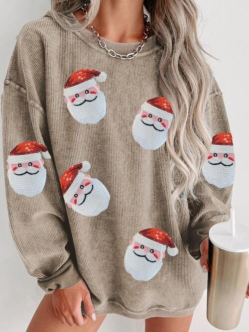 Sequin Santa Patch Ribbed Sweatshirt - Sydney So Sweet