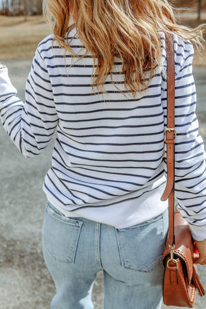 Striped Long Sleeve Round Neck Top - Sydney So Sweet