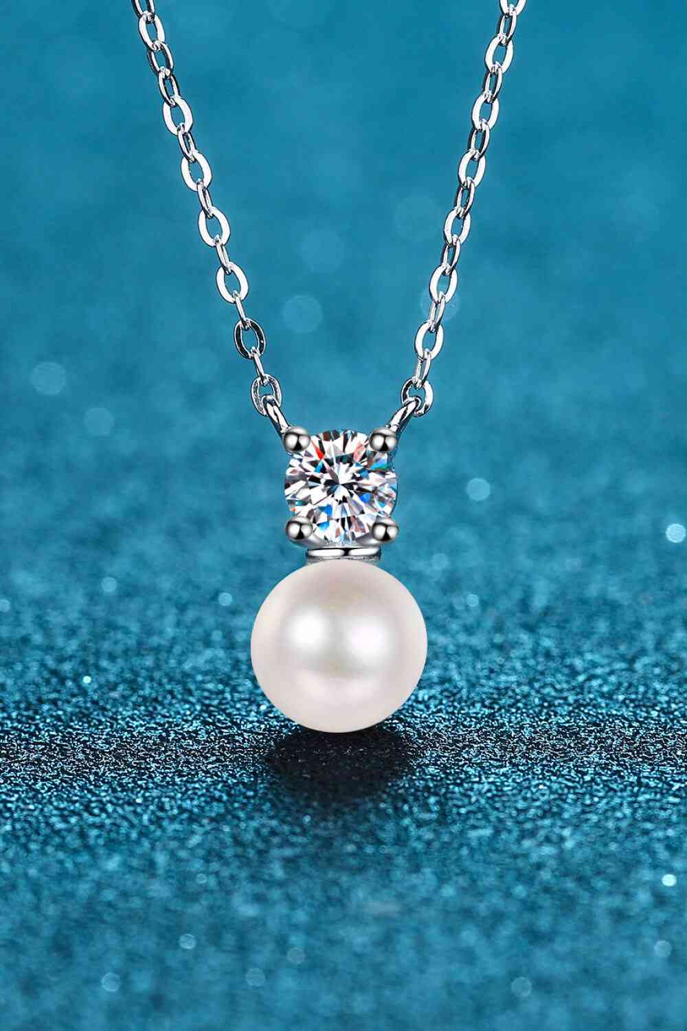 925 Sterling Silver Freshwater Pearl Moissanite Necklace - Sydney So Sweet