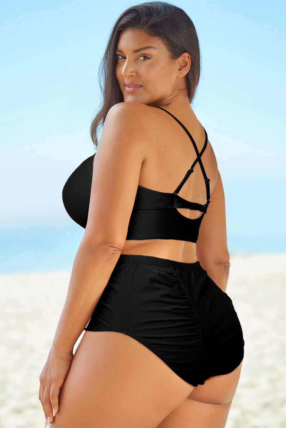 Full Size Halter Neck Crisscross Ruched Two-Piece Swimsuit - Sydney So Sweet