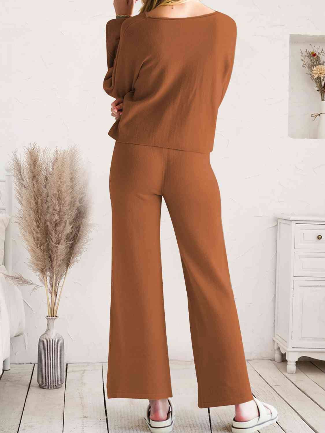 Long Sleeve Lounge Top and Drawstring Pants Set - Sydney So Sweet