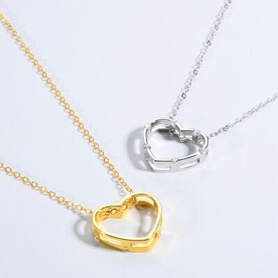Heart Inlaid Zircon Spring Ring Closure Necklace - Sydney So Sweet