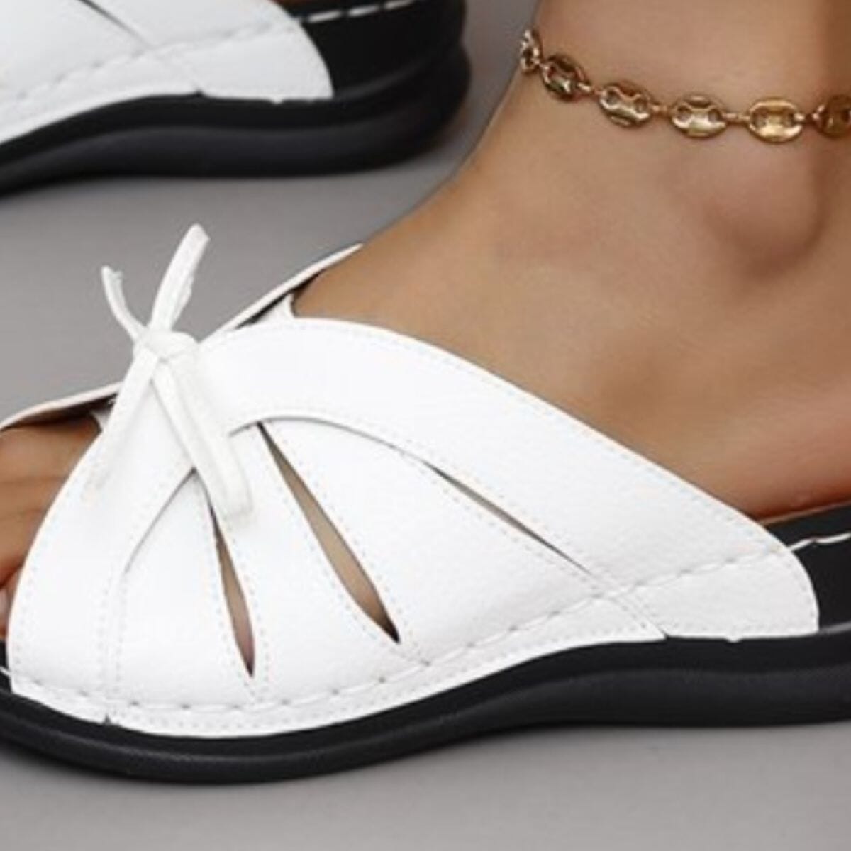 Tied Open Toe Low Heel Sandals - Sydney So Sweet