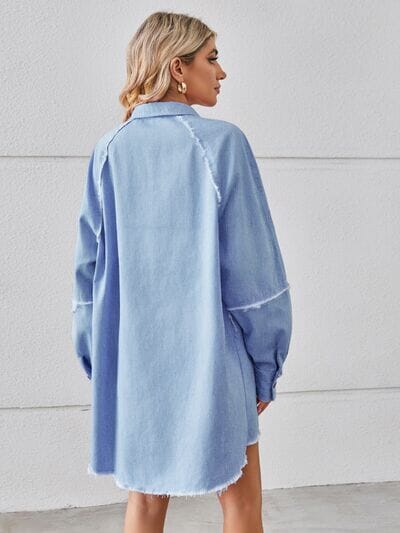 Raw Hem Button Up Denim Dress - Sydney So Sweet