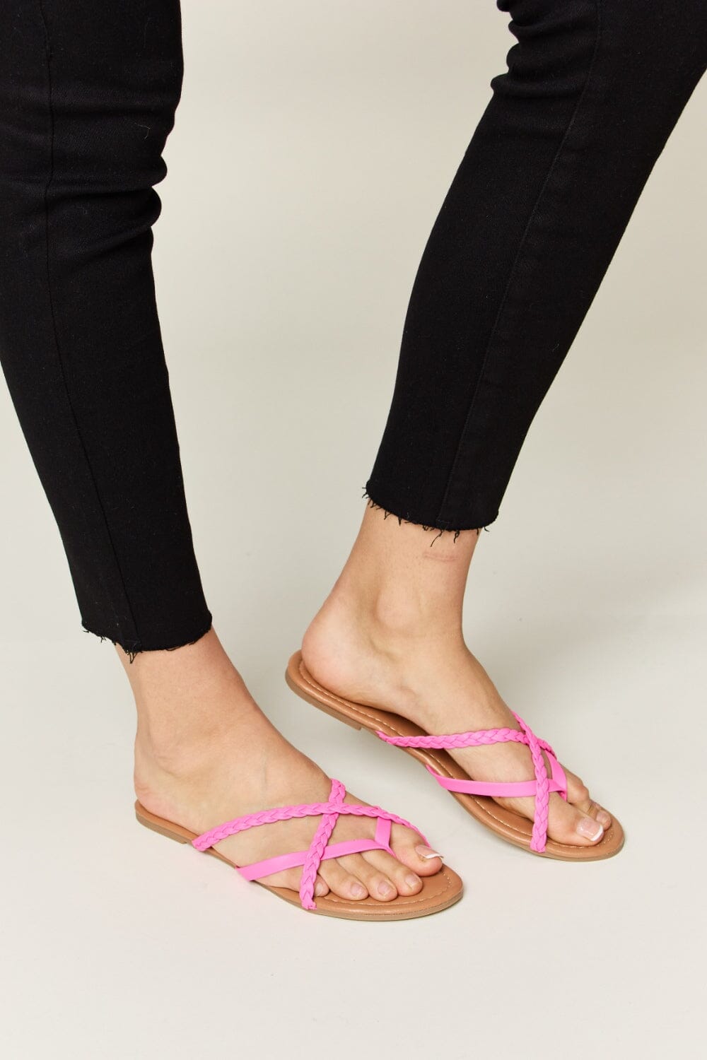 WILD DIVA Crisscross PU Leather Open Toe Sandals - Sydney So Sweet