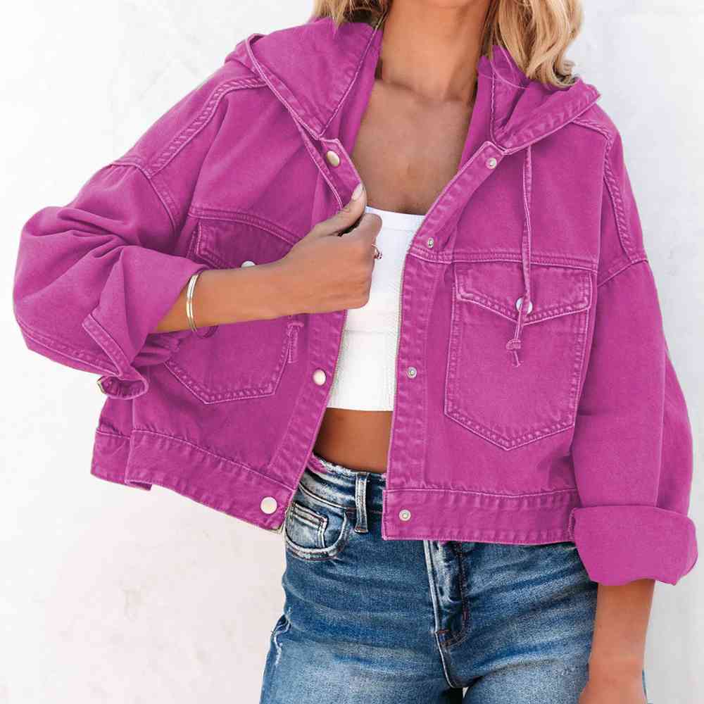 Hooded Dropped Shoulder Denim Jacket - Sydney So Sweet