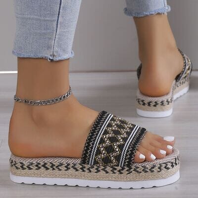 Geometric Weave Platform Sandals - Sydney So Sweet