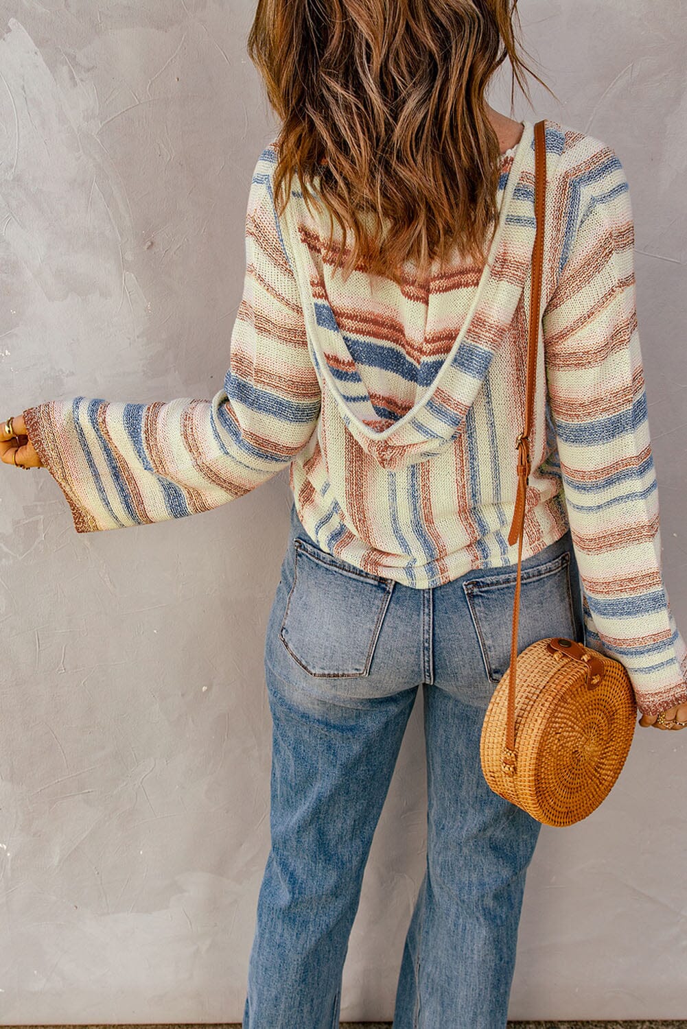 Striped Hooded Sweater with Kangaroo Pocket - Sydney So Sweet