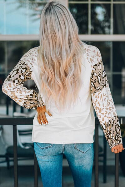 Leopard Round Neck Dropped Shoulder T-Shirt - Sydney So Sweet