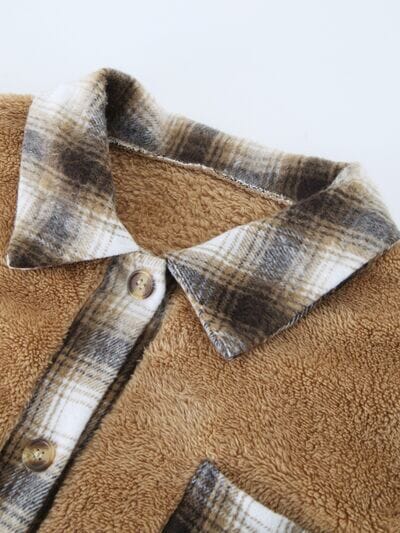 Plaid Contrast Dropped Shoulder Coat - Sydney So Sweet