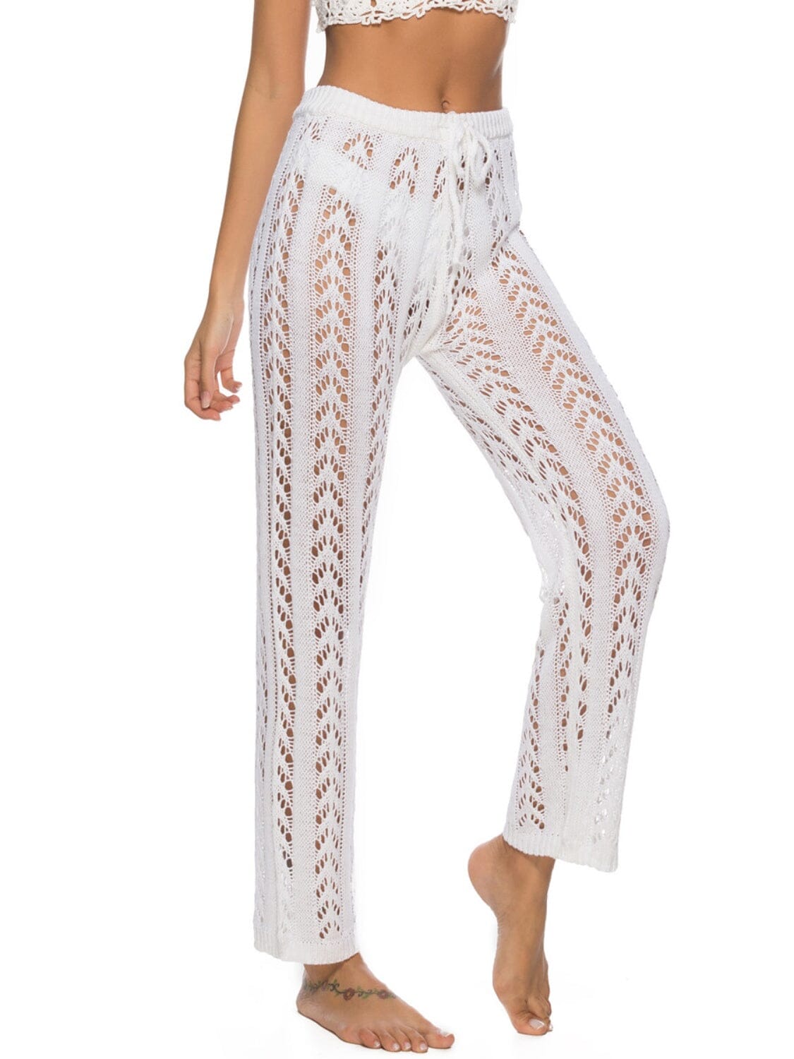 Cutout Drawstring High Waist Swim Pants - Sydney So Sweet