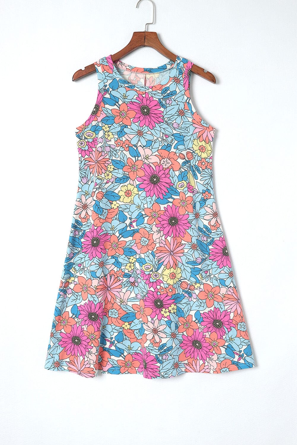 Floral Round Neck Sleeveless Dress - Sydney So Sweet