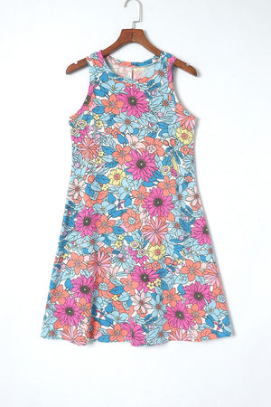 Floral Round Neck Sleeveless Dress - Sydney So Sweet