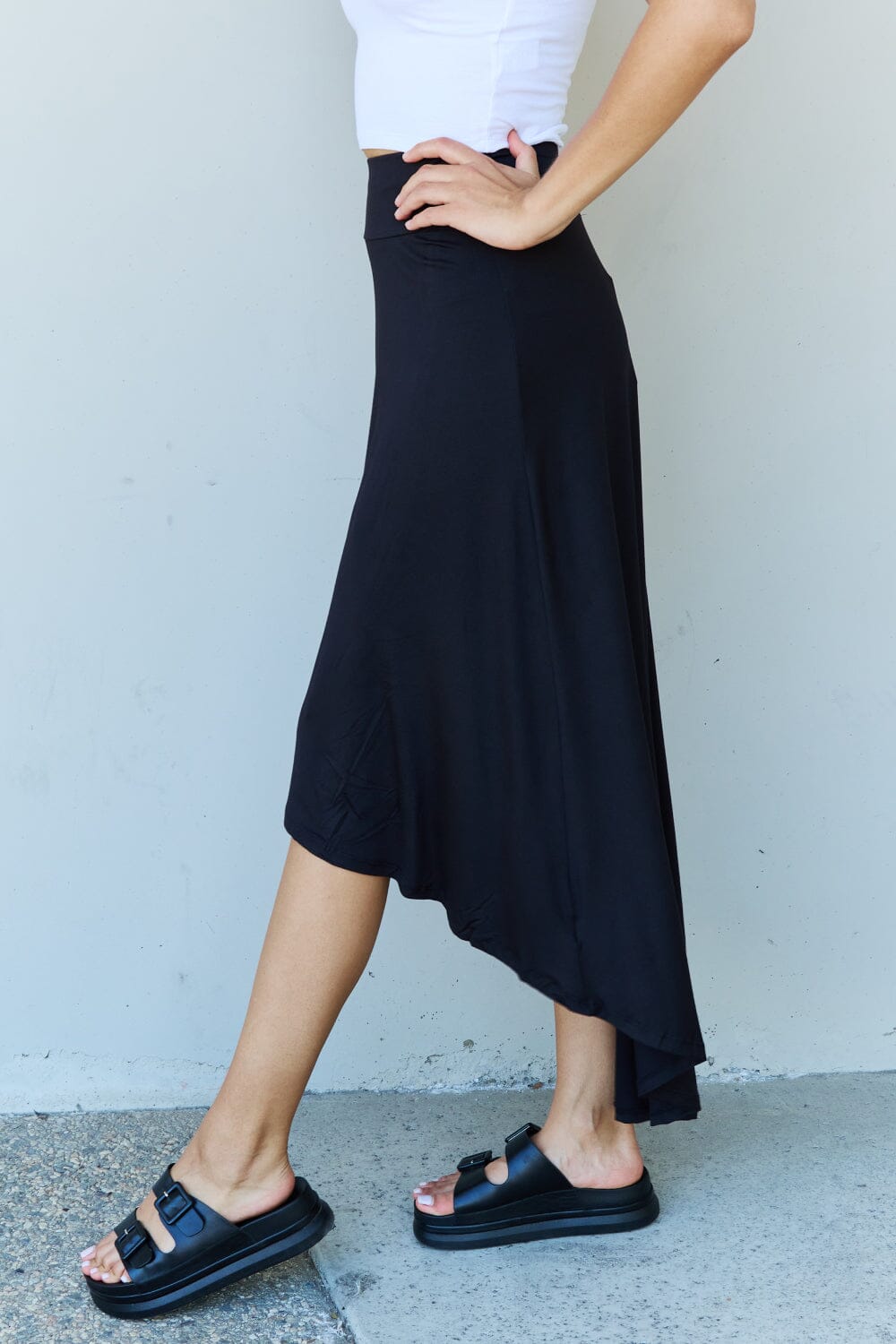 High Waisted Flare Maxi Skirt in Black - Sydney So Sweet