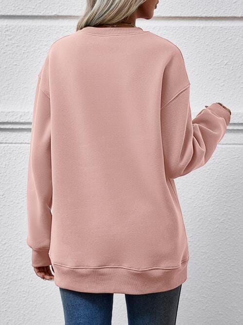 LET IT SNOW Round Neck Long Sleeve Sweatshirt - Sydney So Sweet