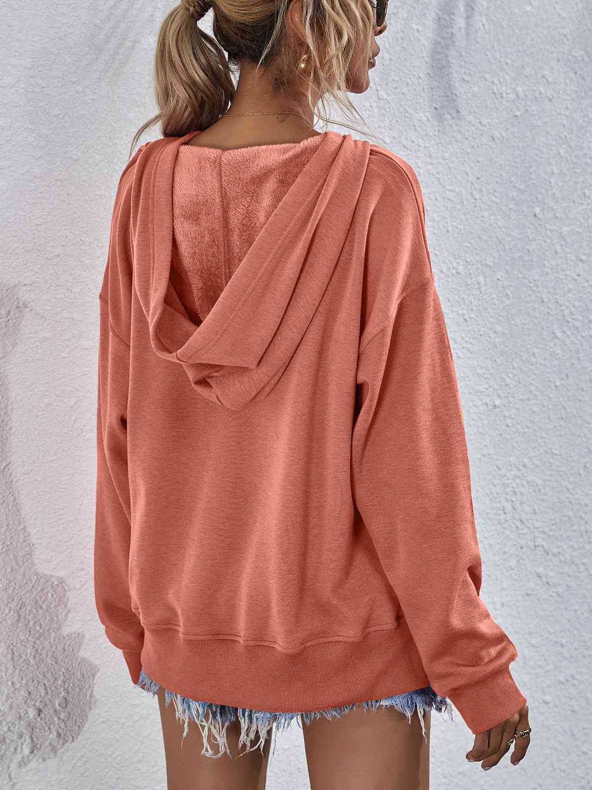 Dropped Shoulder Slit Hoodie - Sydney So Sweet