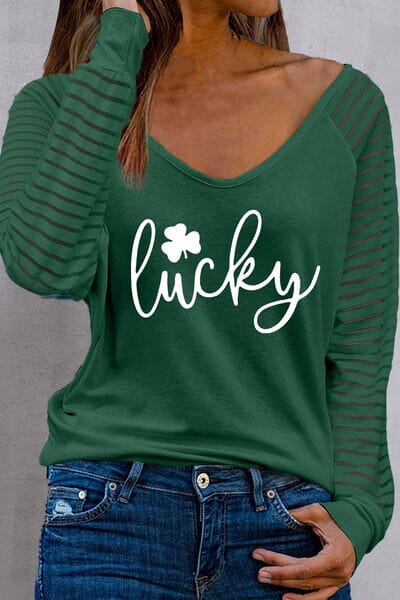 LUCKY V-Neck Raglan Sleeve Blouse - Sydney So Sweet