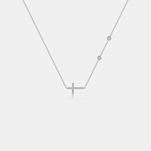 Zircon 925 Sterling Silver Cross Necklace - Sydney So Sweet