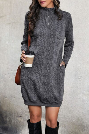 Cable-Knit Mock Neck Dress - Sydney So Sweet