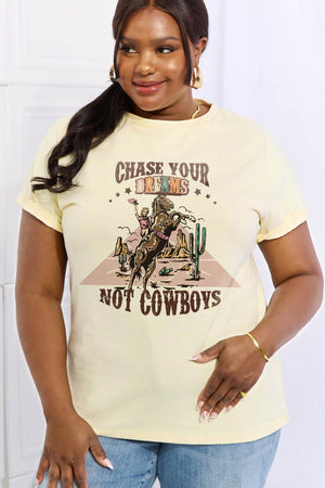 CHASE YOUR DREAMS NOT COWBOYS Women's Graphic Cotton Tee - Sydney So Sweet