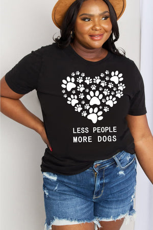 LESS PEOPLE MORE DOGS Women's Heart Graphic Cotton Tee - Sydney So Sweet