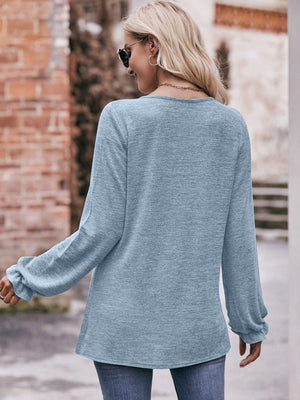 Long Flounce Sleeve Round Neck Blouse - Sydney So Sweet