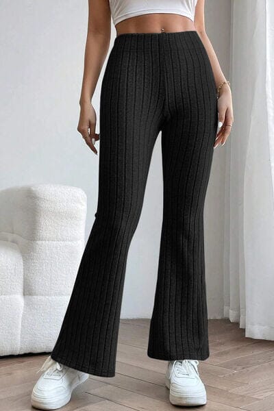 Basic Bae Full Size Ribbed High Waist Flare Pants - Sydney So Sweet