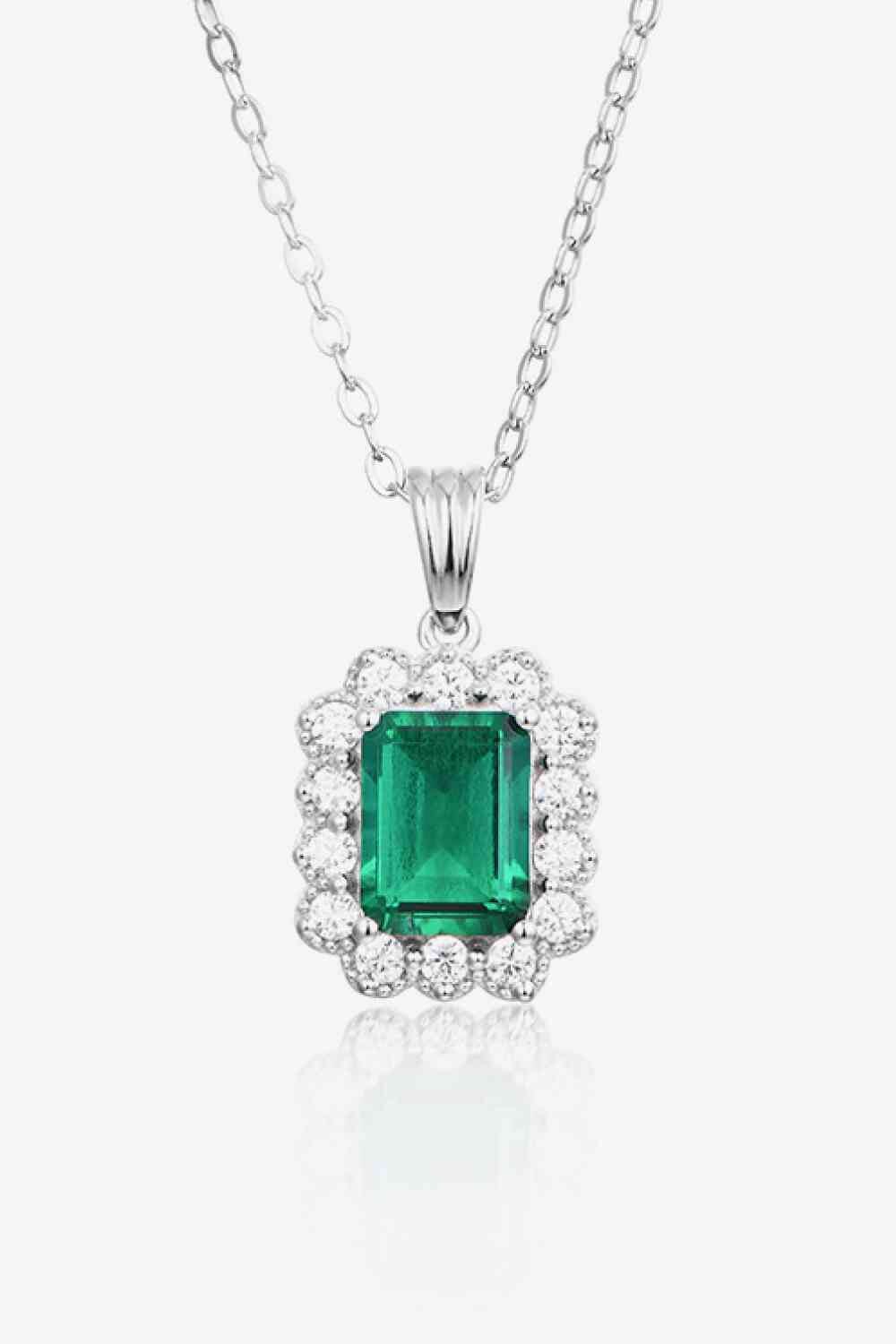 1.5 Carat Lab-Grown Emerald Pendant 925 Sterling Silver Necklace - Sydney So Sweet