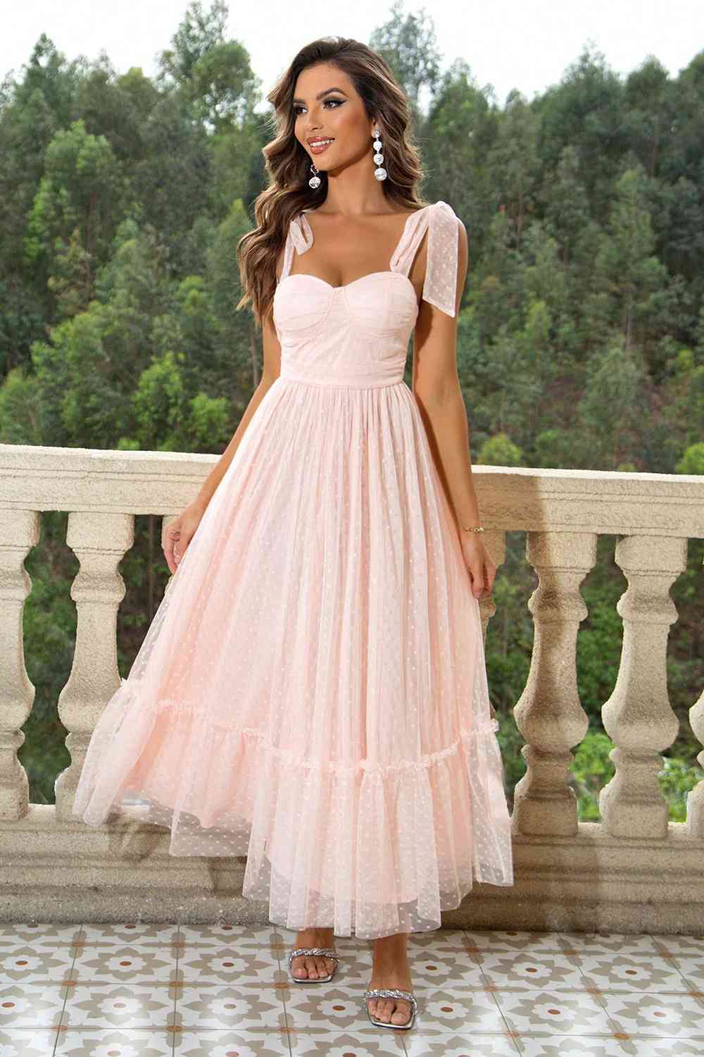 Tie-Shoulder Sweetheart Neck Dress - Sydney So Sweet