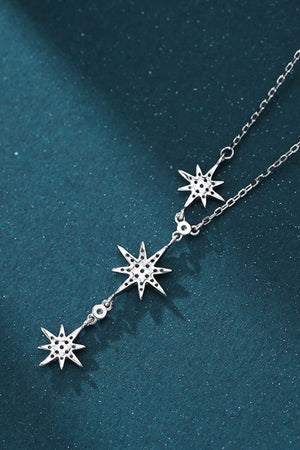 925 Sterling Silver 3 Star Drop Pendant Necklace - Sydney So Sweet