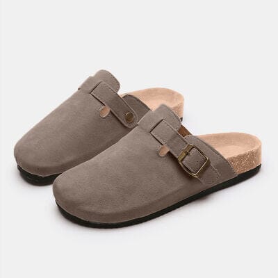 Suede Closed Toe Buckle Slide - Sydney So Sweet