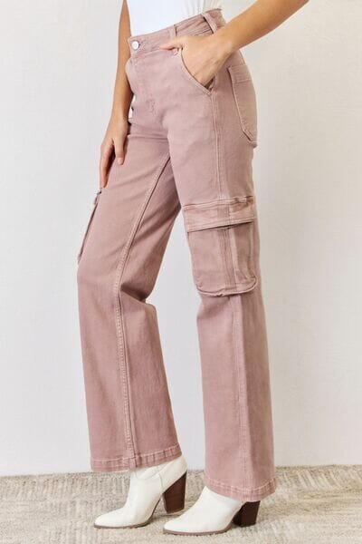 RISEN Full Size High Rise Cargo Wide Leg Jeans - Sydney So Sweet