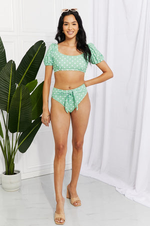 Marina West Swim Vacay Ready Puff Sleeve Bikini in Gum Leaf - Sydney So Sweet