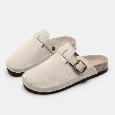 Suede Closed Toe Buckle Slide - Sydney So Sweet