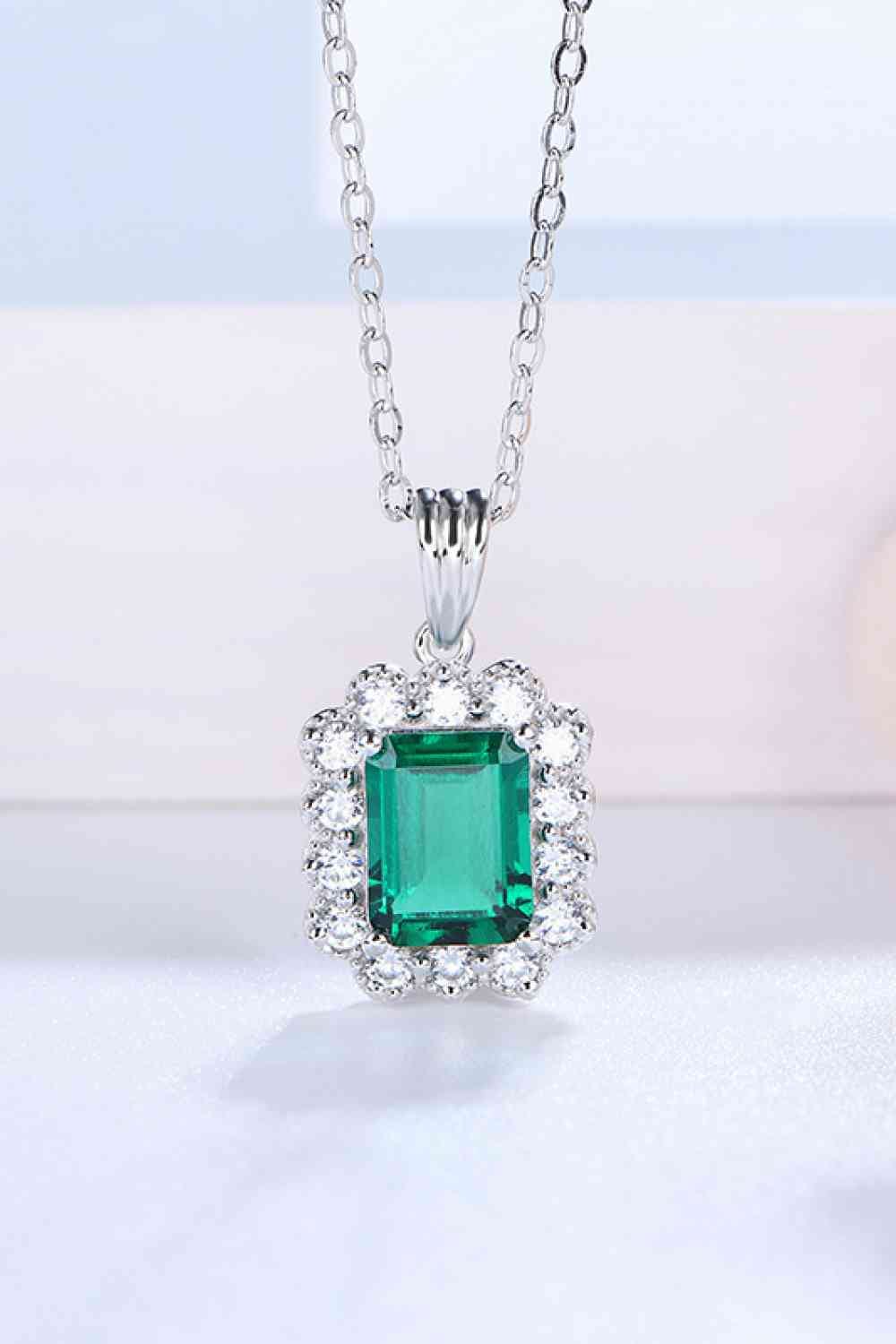 1.5 Carat Lab-Grown Emerald Pendant 925 Sterling Silver Necklace - Sydney So Sweet