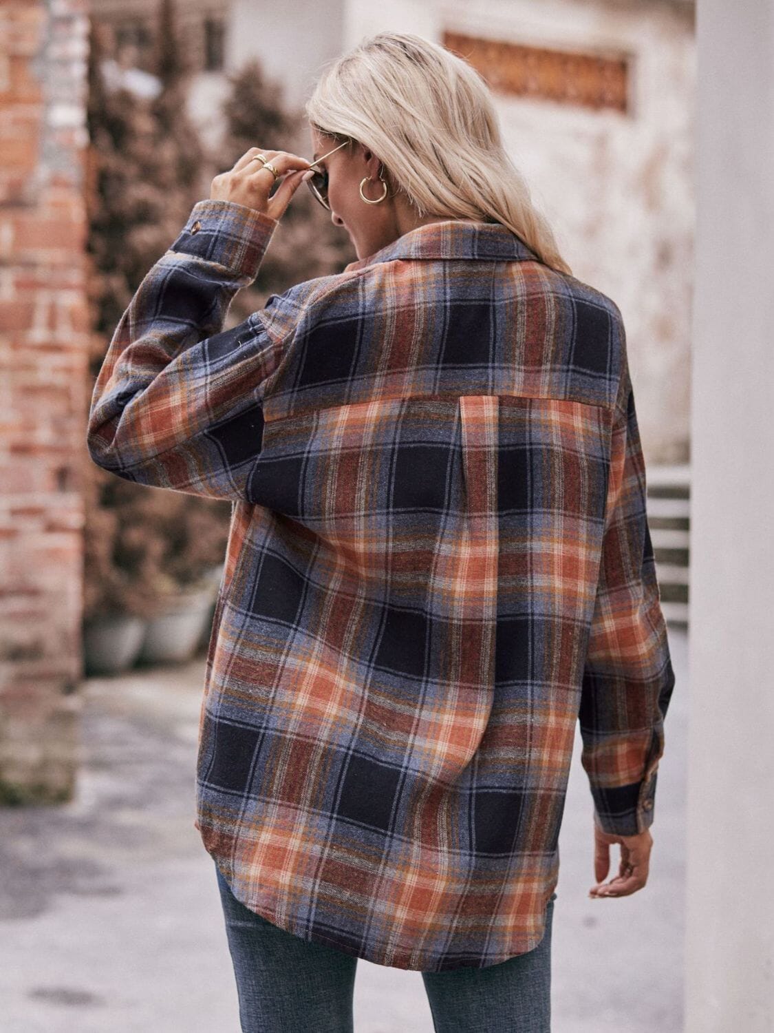 Plaid Dropped Shoulder Longline Shirt - Sydney So Sweet