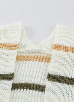 Striped Rib-Knit Open Front Pocketed Cardigan - Sydney So Sweet