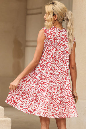 Printed Ruffled Sleeveless Tiered Dress - Sydney So Sweet