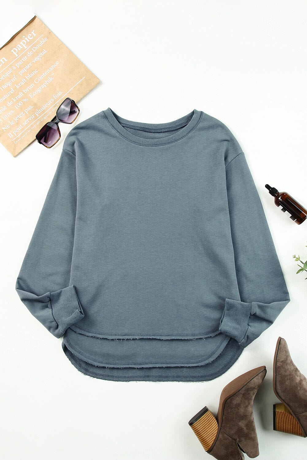 Side Slit Drop Shoulder Sweatshirt - Sydney So Sweet