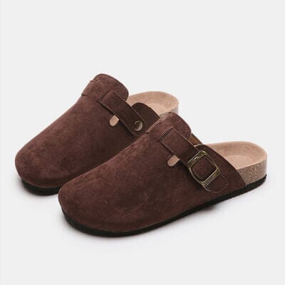 Suede Closed Toe Buckle Slide - Sydney So Sweet