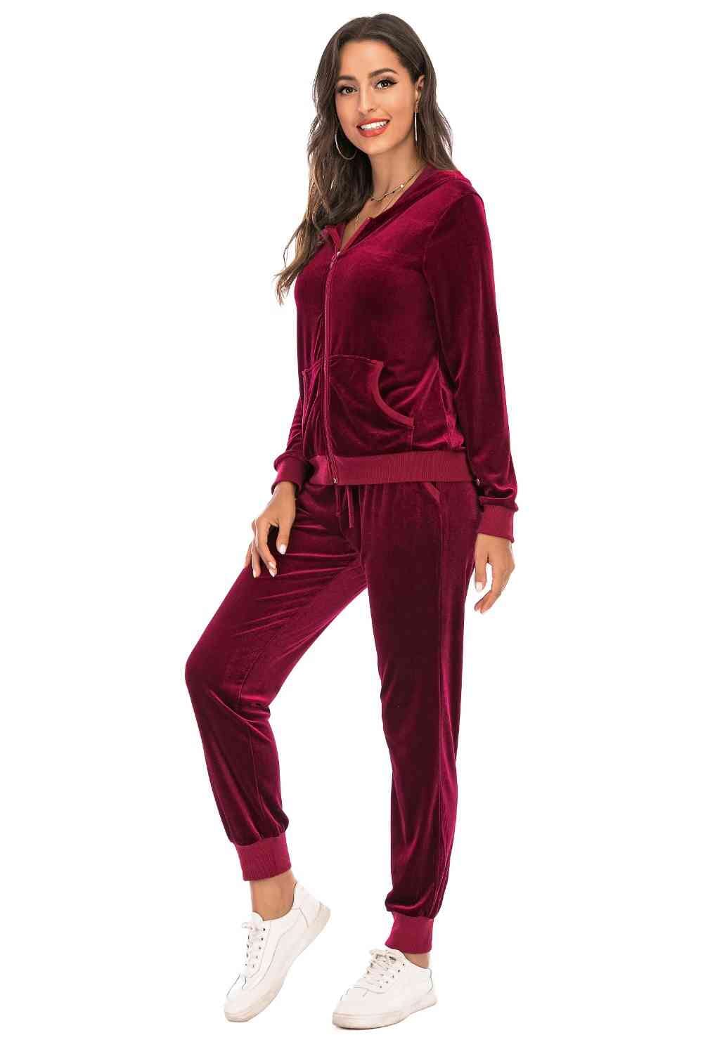 Zip-Up Hooded Jacket and Pants Set - Sydney So Sweet