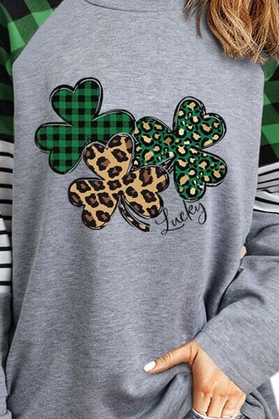 Lucky Clover Raglan Sleeve Sweatshirt - Sydney So Sweet