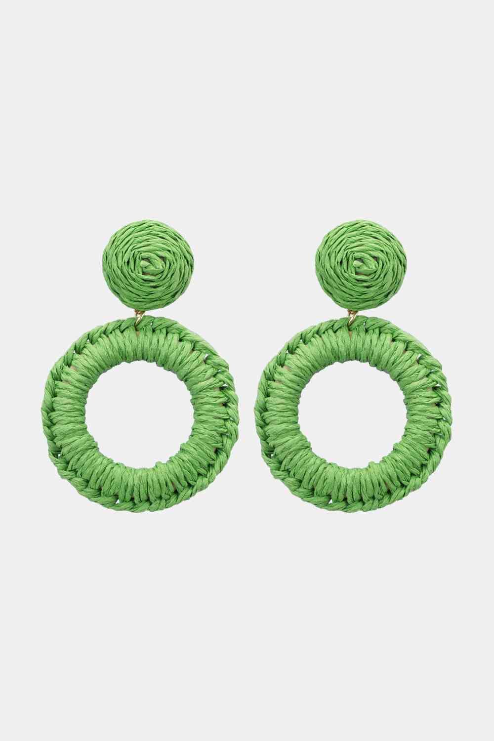 Round Shape Raffia Grass Dangle Earrings - Sydney So Sweet