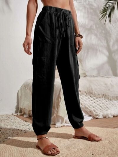 Drawstring Joggers with Cargo Pockets - Sydney So Sweet