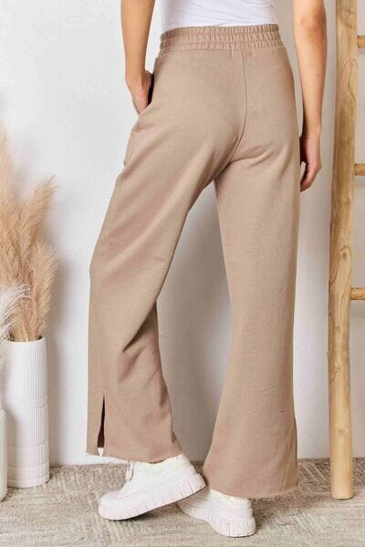 RISEN Wide Waistband Slit Wide Leg Pants - Sydney So Sweet