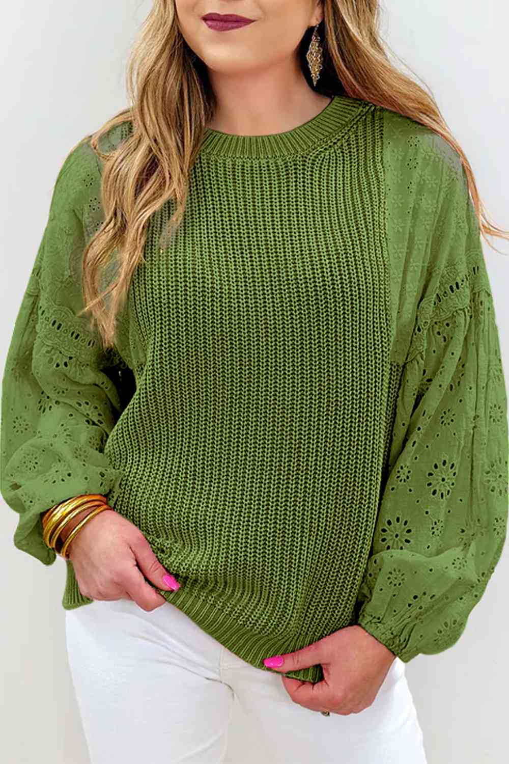 Eyelet Long Sleeve Sweater - Sydney So Sweet