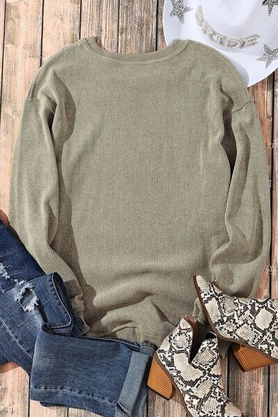 Sequin Round Neck Dropped Shoulder Sweatshirt - Sydney So Sweet