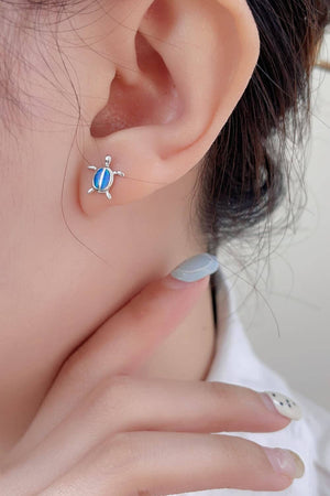 Opal Turtle 925 Sterling Silver Stud Earrings - Sydney So Sweet