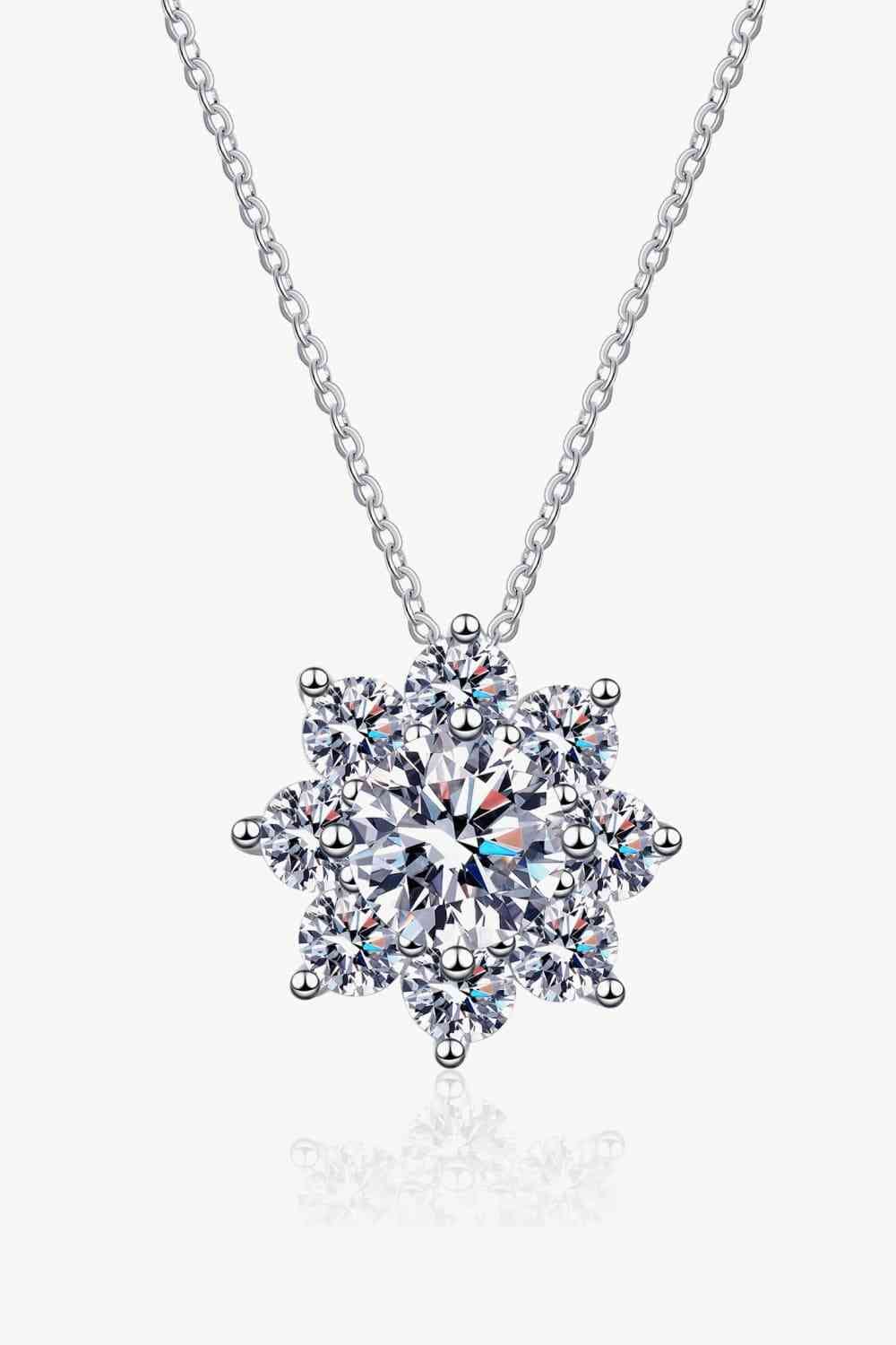 1 Carat Moissanite Floral-Shaped or Snowflake Pendant Necklace - Sydney So Sweet